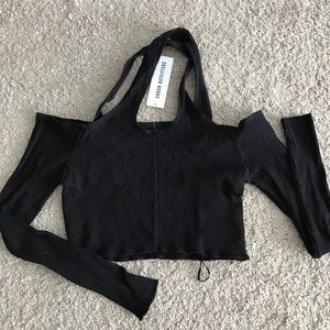 Urban outfitters shoulderless ribbed long sleeve top
